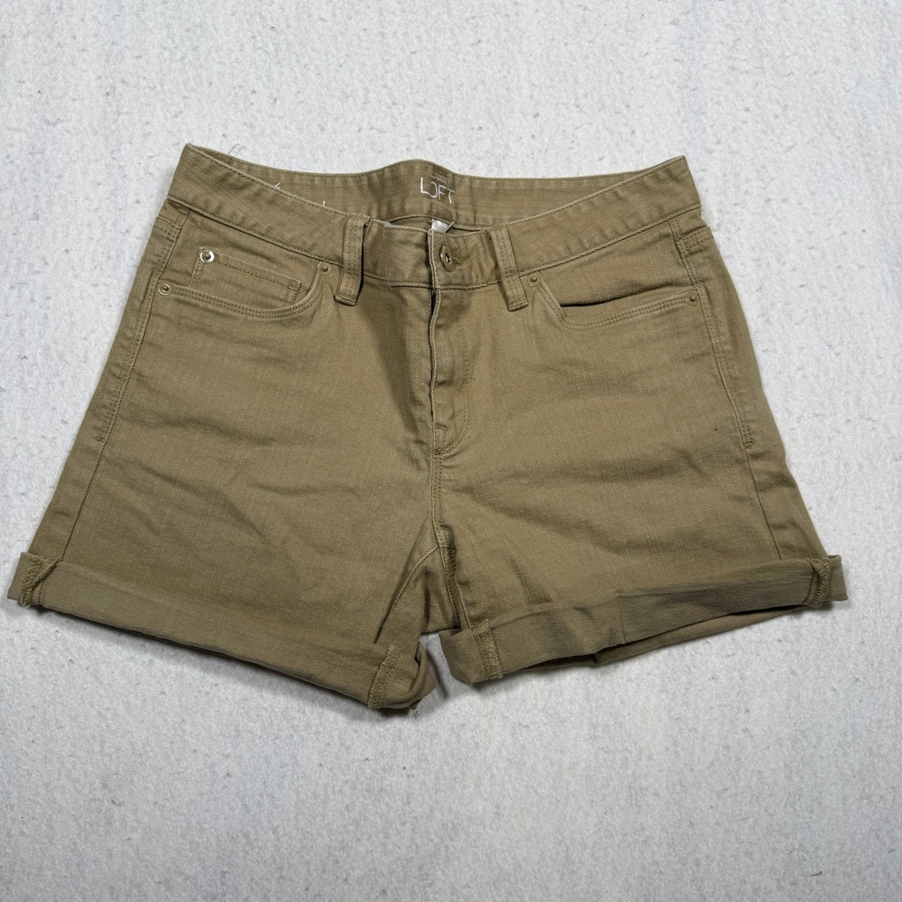 Ann Taylor Loft Womens Size 4 Original Khaki Cuffed Twill Shorts Tan